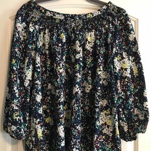 Pea in the Pod long-sleeve floral maternity shirt